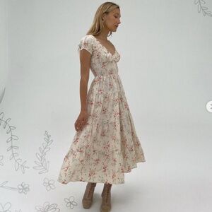 WeWoreWhat Danielle Bernstein Poplin Floral Puff Sleeve Smocked Midi Dress